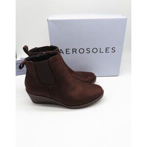 Aerosoles  Women's Dark Brown Suede Wedge Ankle Boots 7M NEW